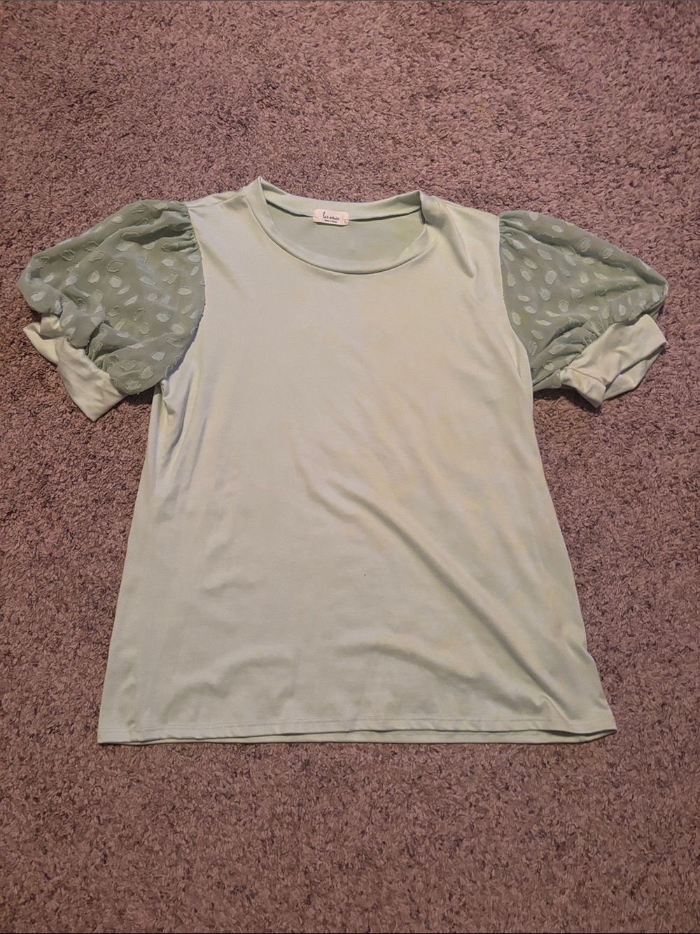 Les Ami Mint Green Bubble Sleeve Blouse L